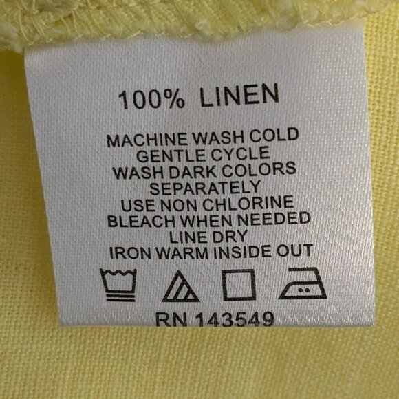 SYMPLE MK Yellow Linen Relax Fit Button Blouse; 3/4 Cuffed Sleeves w Tie; Size M - Picture 5 of 5